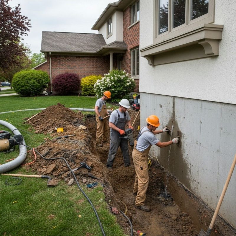 Our team working on Foundation Repair projects in North Attleboro, MA
