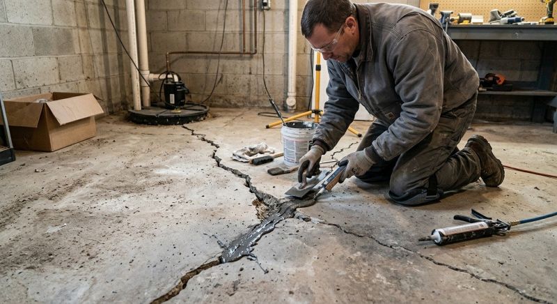 Cracked Basement Floor Repair in North Attleboro, MA