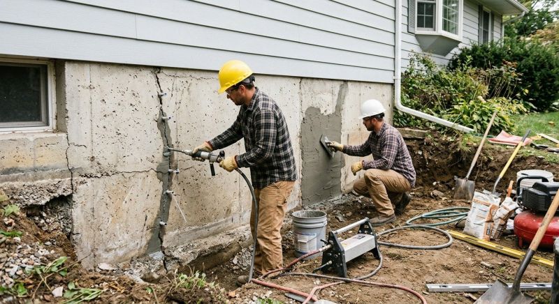 Cracked Foundation Repair in West Warwick, RI