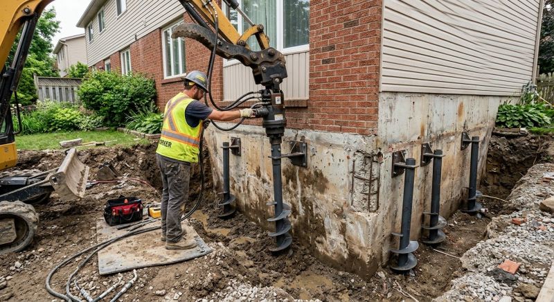 Helical Piers Installation in North Attleboro, MA