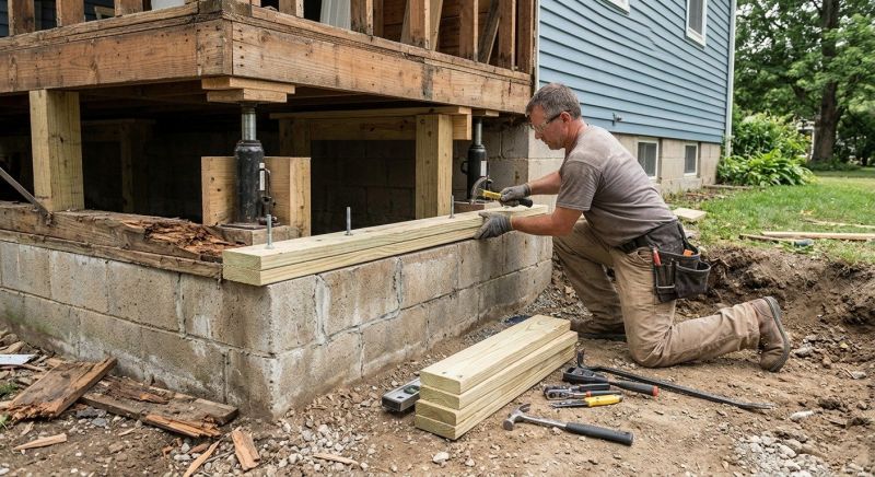 Sinking Foundation Repair in Millis, MA